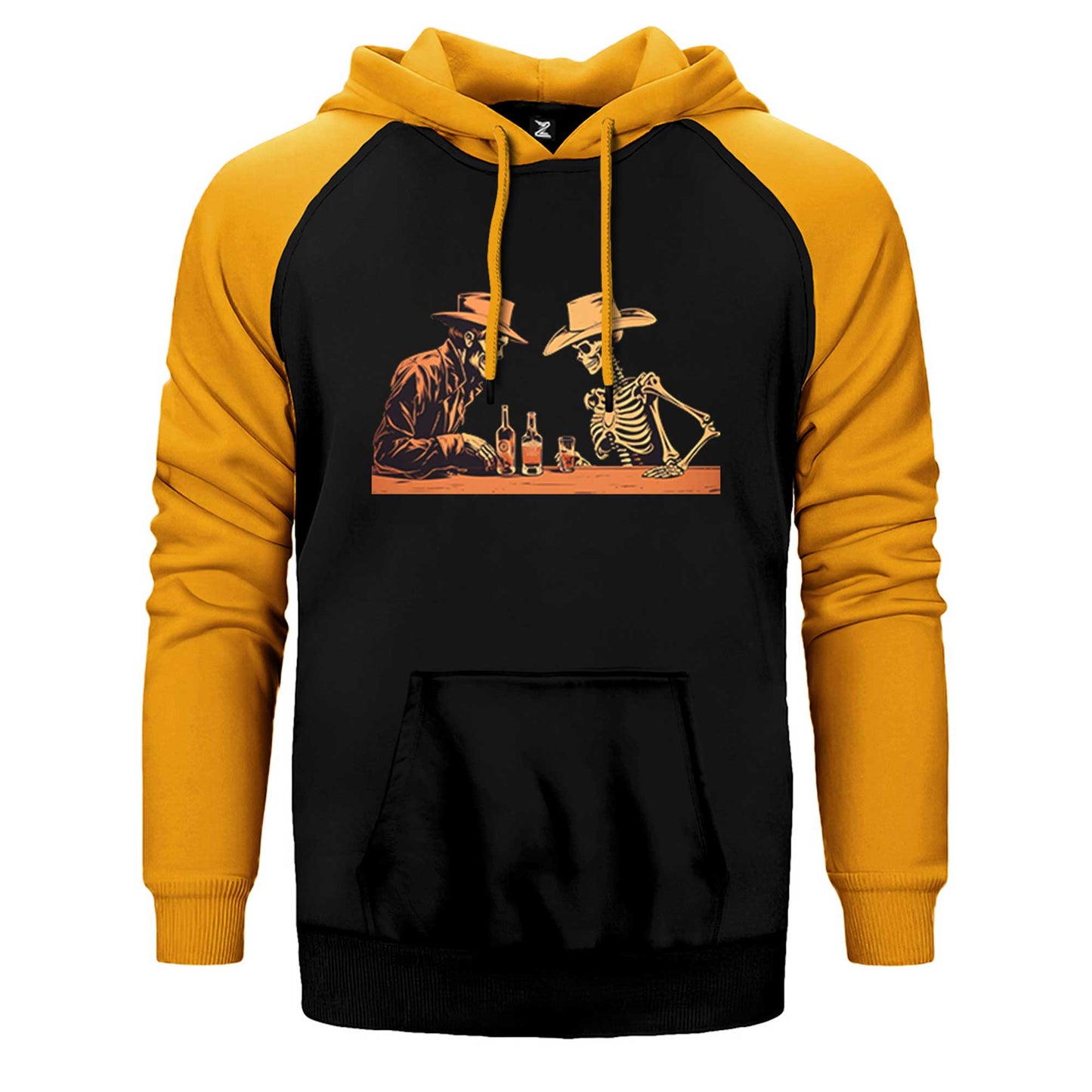 Skelton Cowboy Bar Çift Renk Reglan Kol Sweatshirt / Hoodie