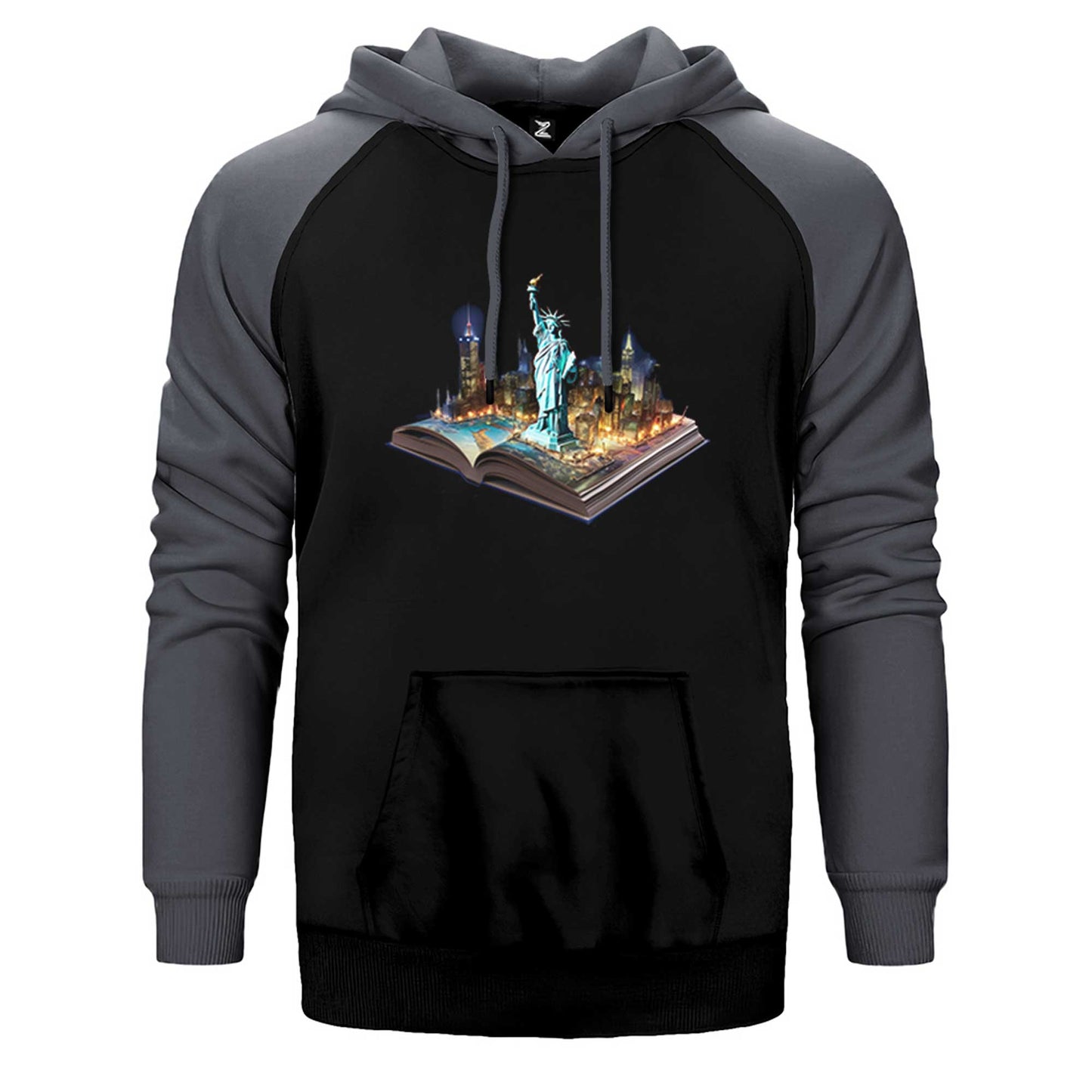 Usa View Book Çift Renk Reglan Kol Sweatshirt / Hoodie