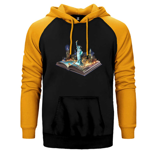 Usa View Book Çift Renk Reglan Kol Sweatshirt / Hoodie