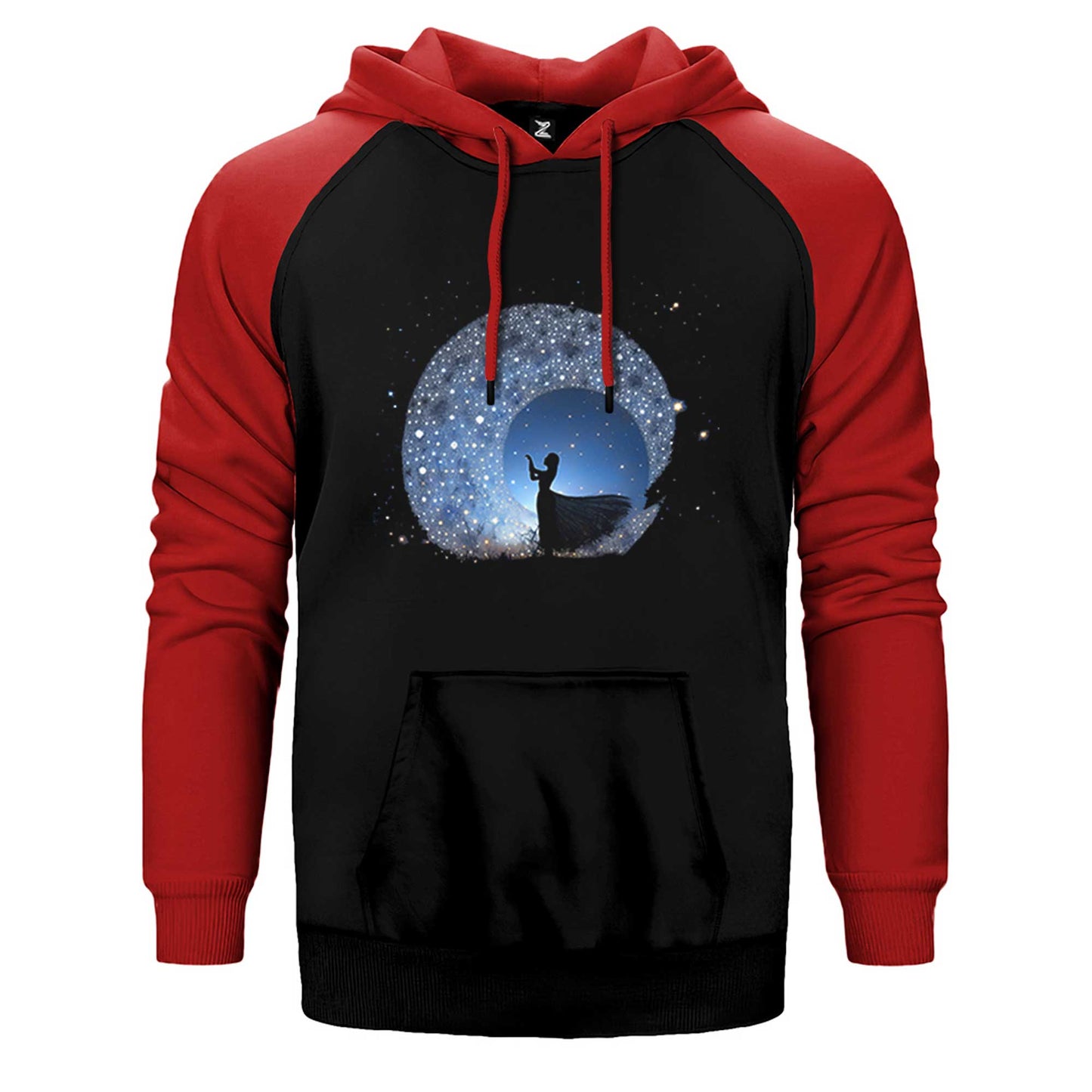 Woman Watching The Stars in The Sky Çift Renk Reglan Kol Sweatshirt / Hoodie