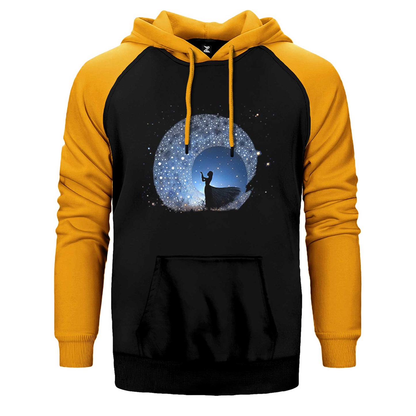 Woman Watching The Stars in The Sky Çift Renk Reglan Kol Sweatshirt / Hoodie