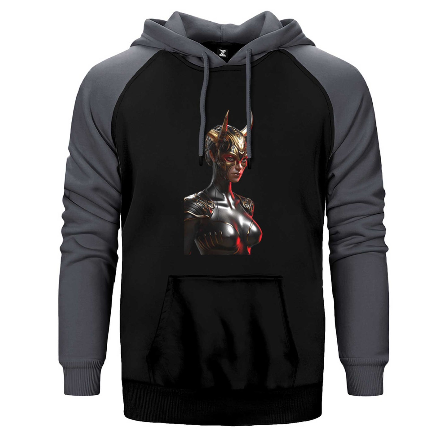 Gold Horns Woman Çift Renk Reglan Kol Sweatshirt / Hoodie