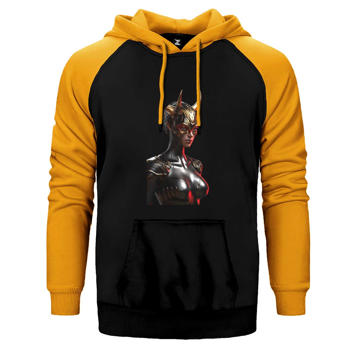 Gold Horns Woman Çift Renk Reglan Kol Sweatshirt / Hoodie