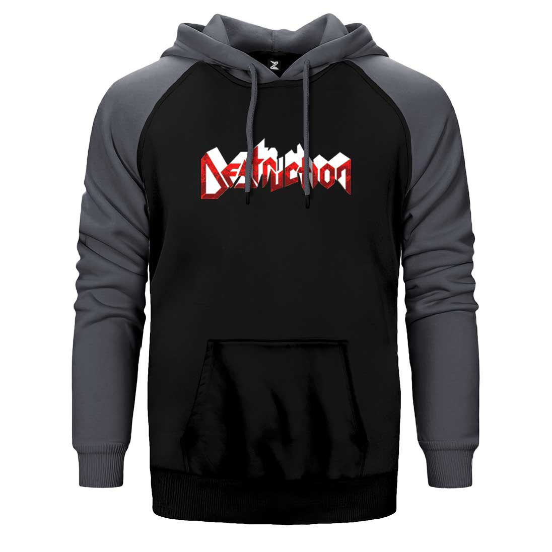Destruction Logo Çift Renk Reglan Kol Sweatshirt / Hoodie