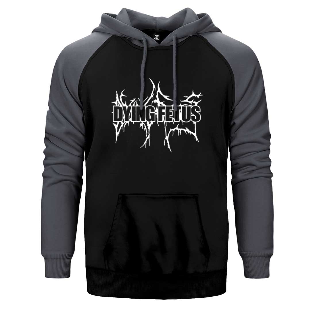 Dying Fetus Logo Çift Renk Reglan Kol Sweatshirt / Hoodie