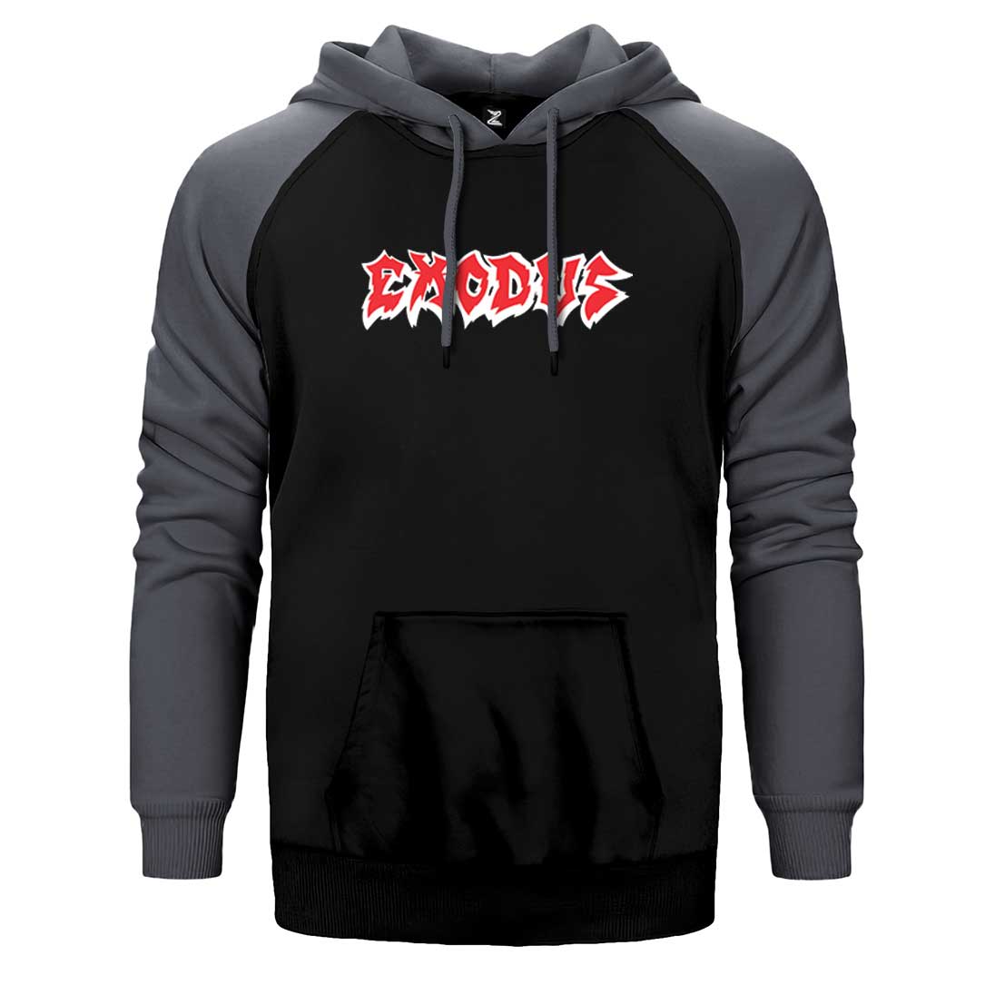 Exodus Logo Çift Renk Reglan Kol Sweatshirt / Hoodie