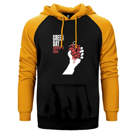 Green Day American Idiot Çift Renk Reglan Kol Sweatshirt / Hoodie
