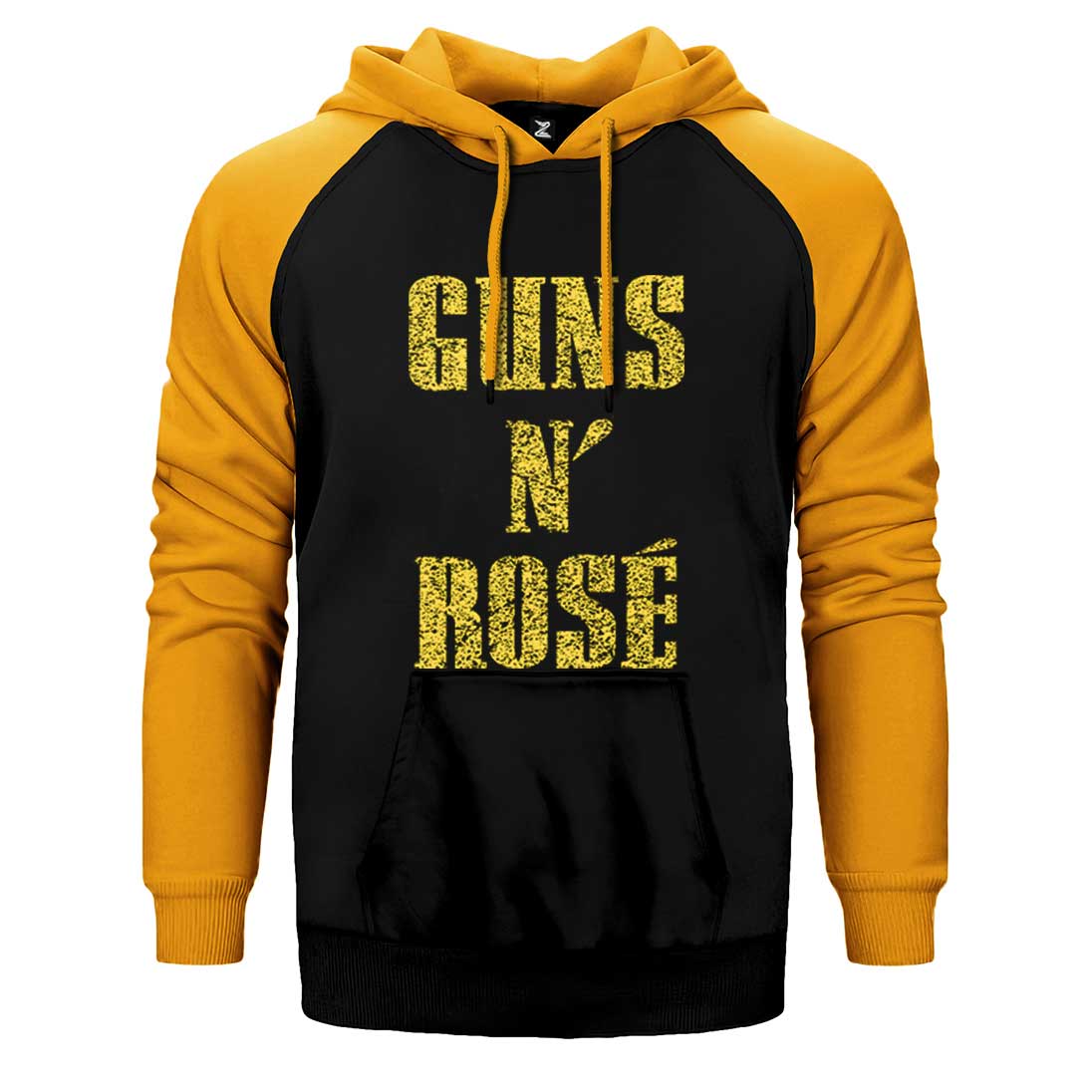 Guns N Rose Text Yellow Çift Renk Reglan Kol Sweatshirt / Hoodie