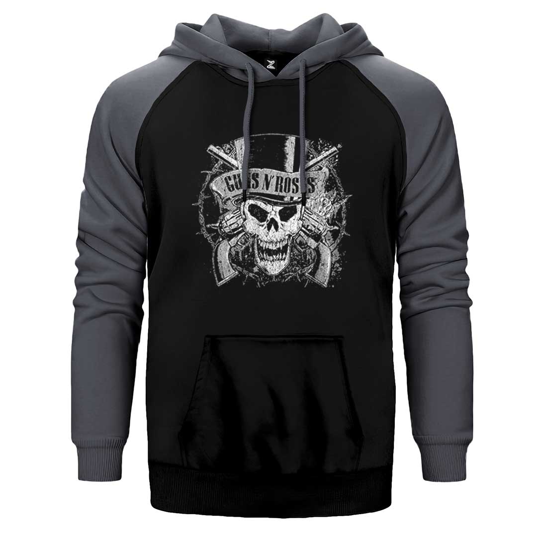 Guns N Roses Vintage Dameged Çift Renk Reglan Kol Sweatshirt / Hoodie