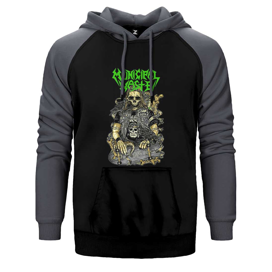 Municipal Waste Skaterskull Çift Renk Reglan Kol Sweatshirt / Hoodie