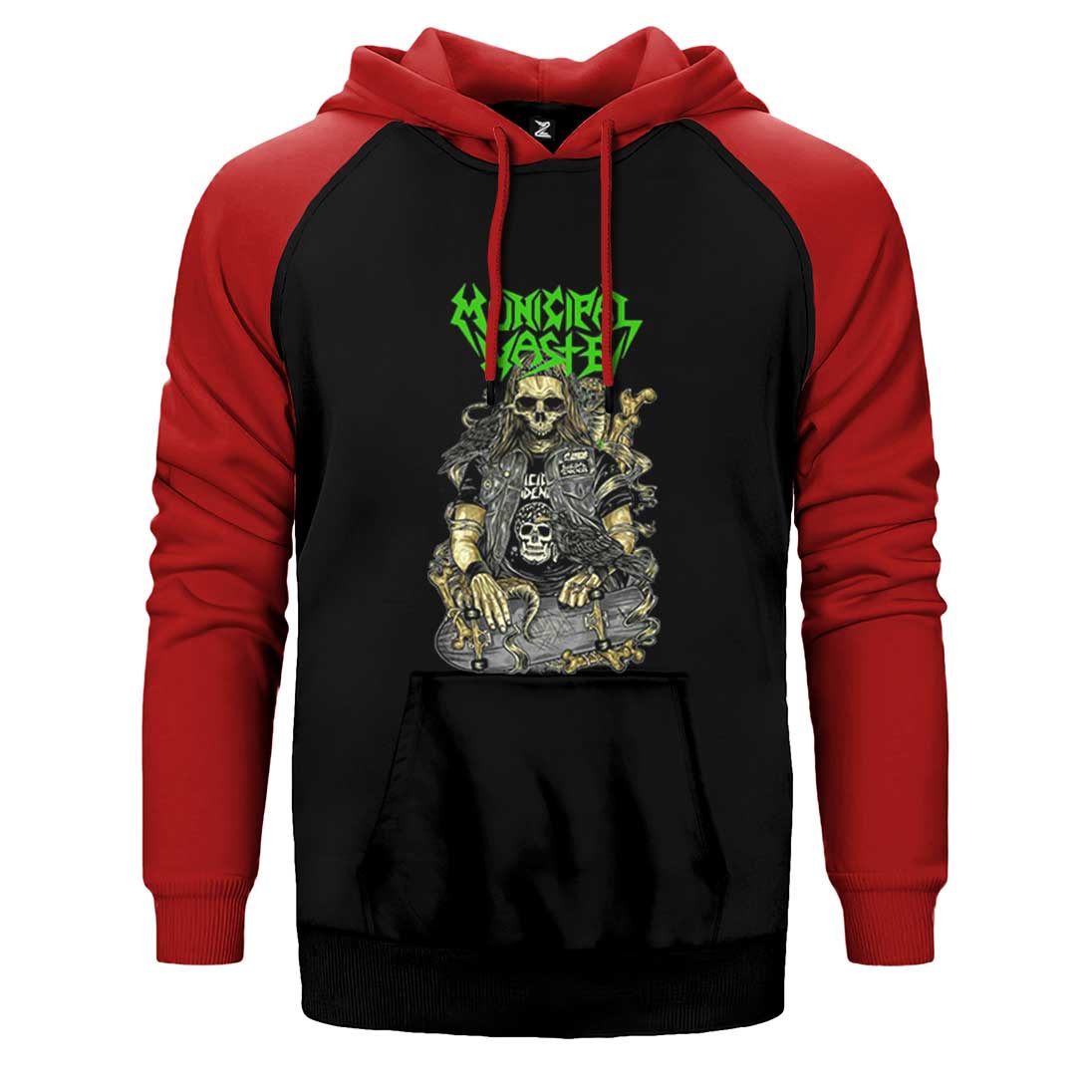 Municipal Waste Skaterskull Çift Renk Reglan Kol Sweatshirt / Hoodie