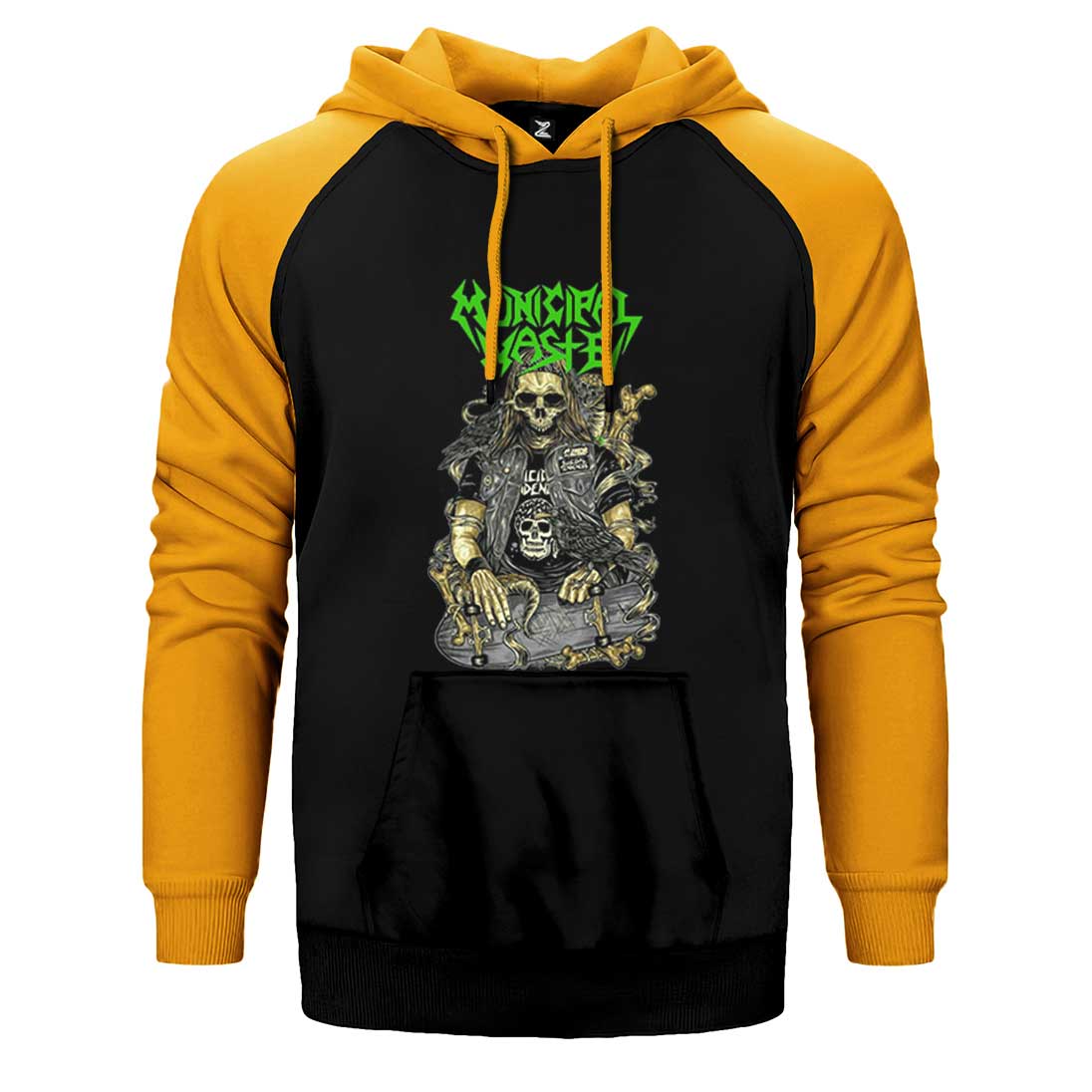 Municipal Waste Skaterskull Çift Renk Reglan Kol Sweatshirt / Hoodie