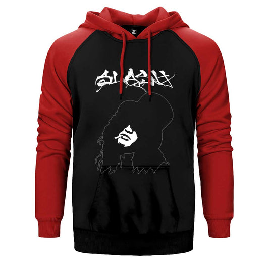 Slash Portre Text Çift Renk Reglan Kol Sweatshirt / Hoodie