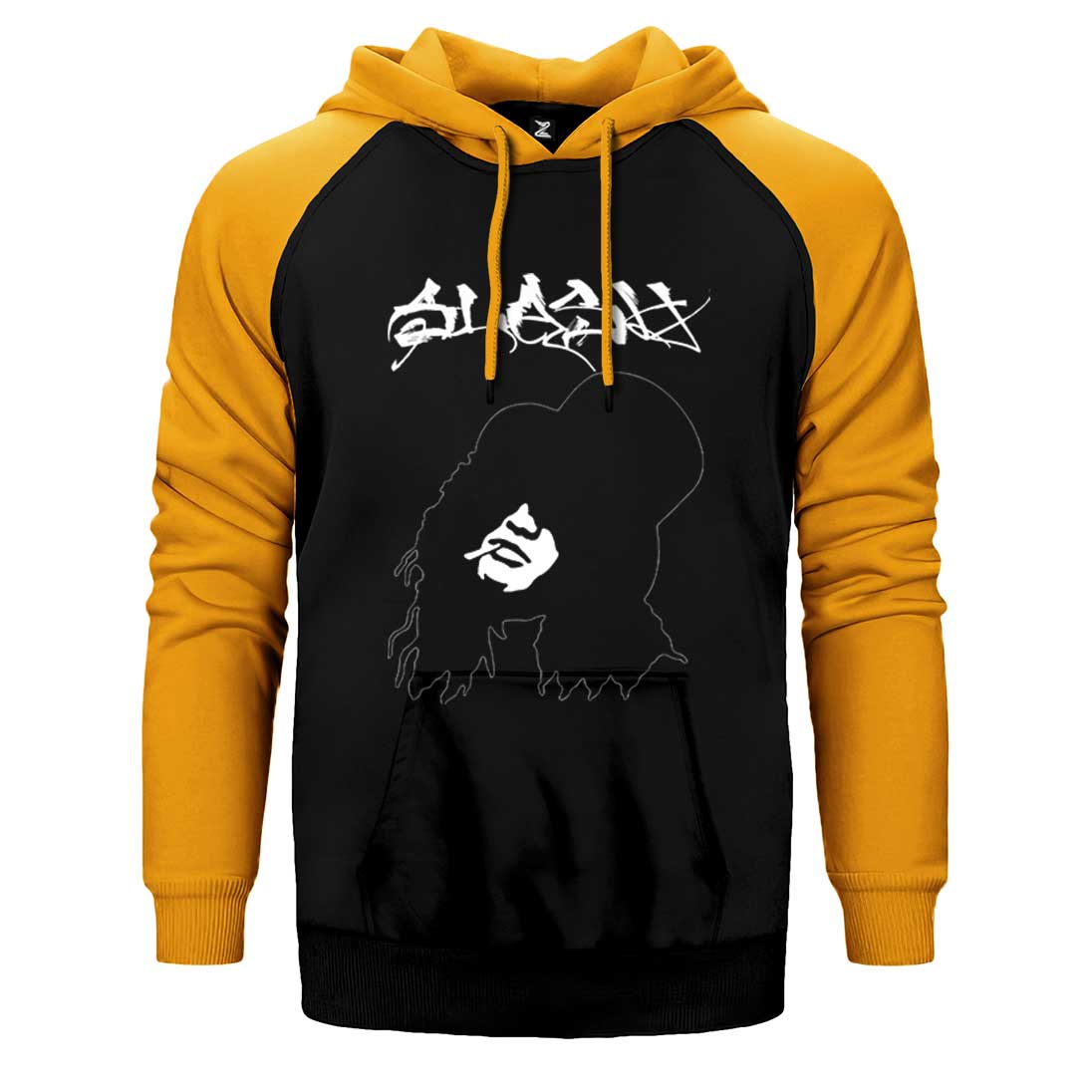 Slash Portre Text Çift Renk Reglan Kol Sweatshirt / Hoodie