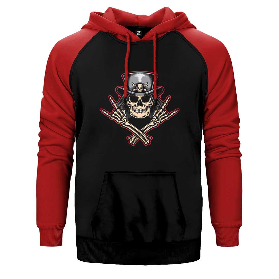 Slash Skull Çift Renk Reglan Kol Sweatshirt / Hoodie