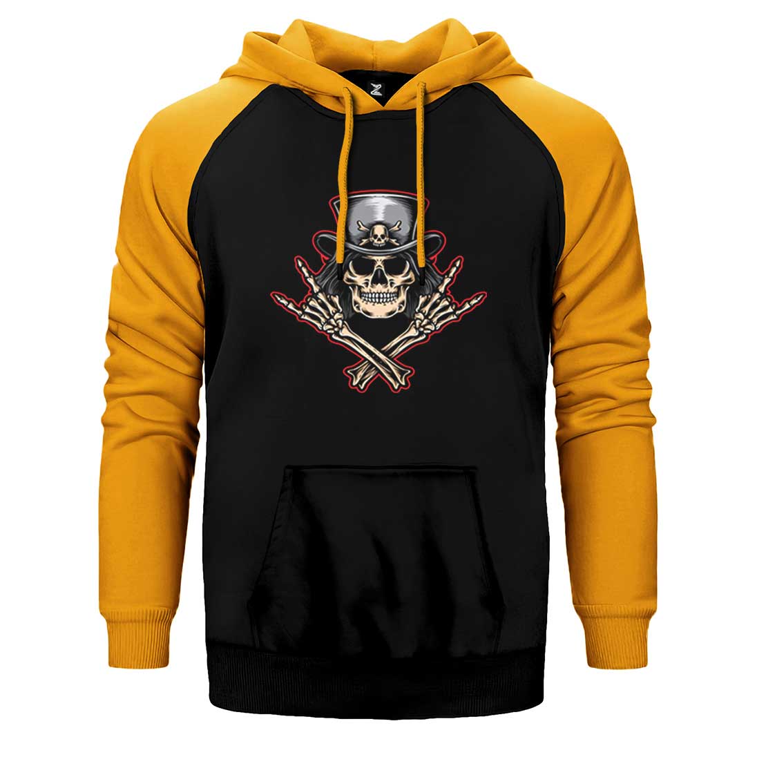 Slash Skull Çift Renk Reglan Kol Sweatshirt / Hoodie