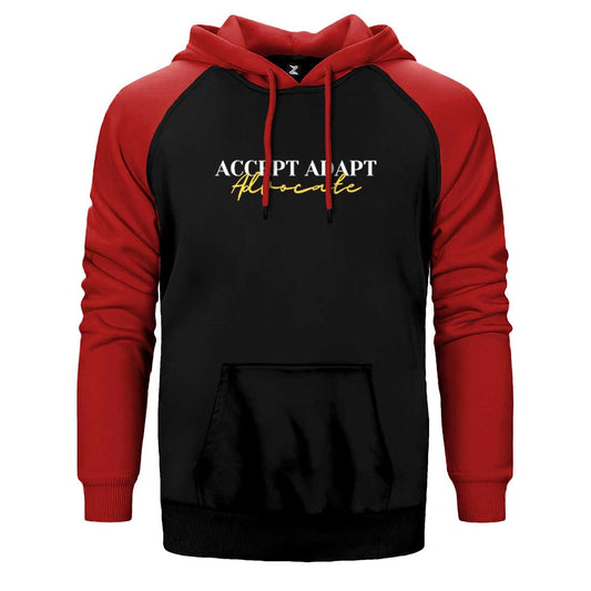 Accept Adapt Advocate Text Çift Renk Reglan Kol Sweatshirt / Hoodie