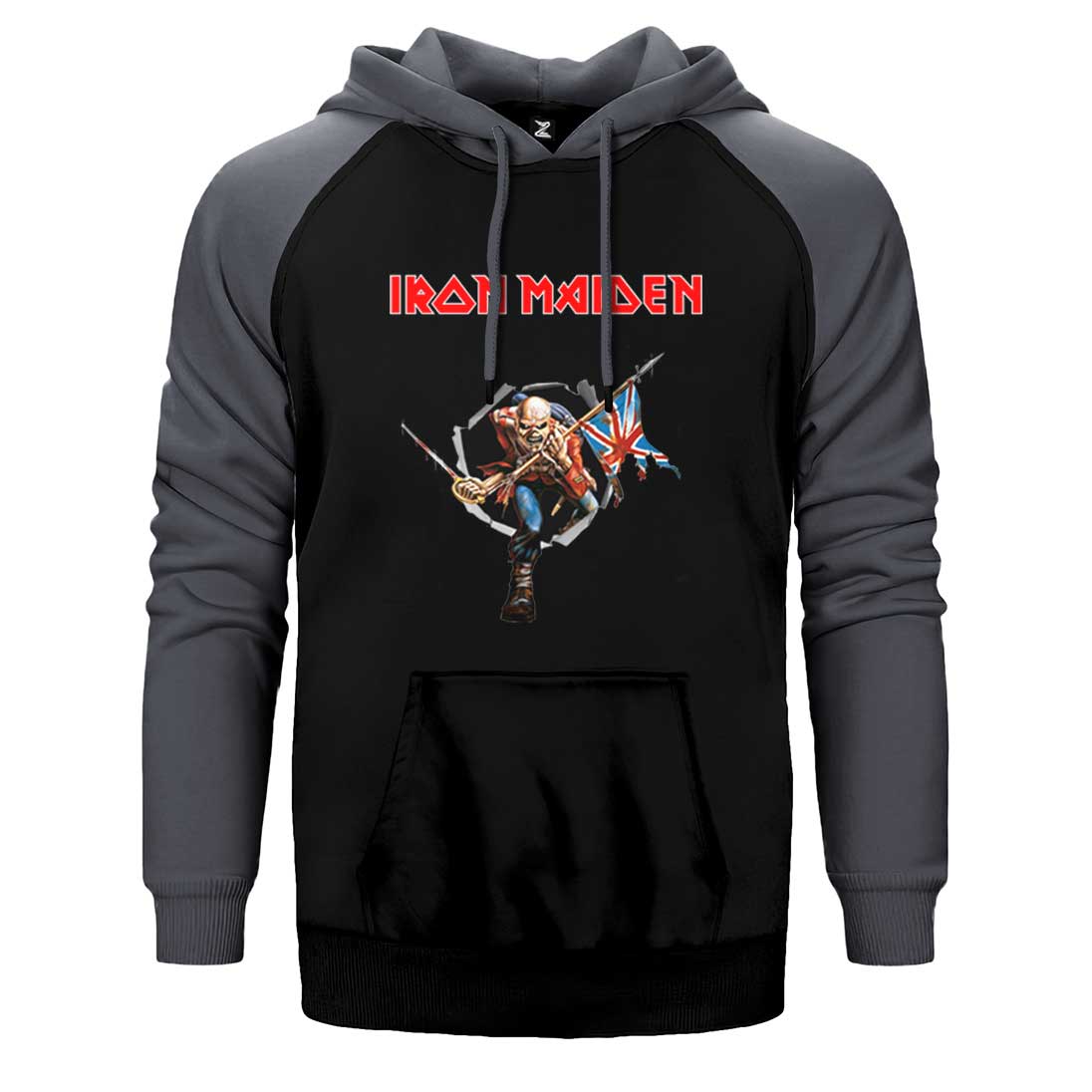 Iron Maiden Trooper Çift Renk Reglan Kol Sweatshirt / Hoodie