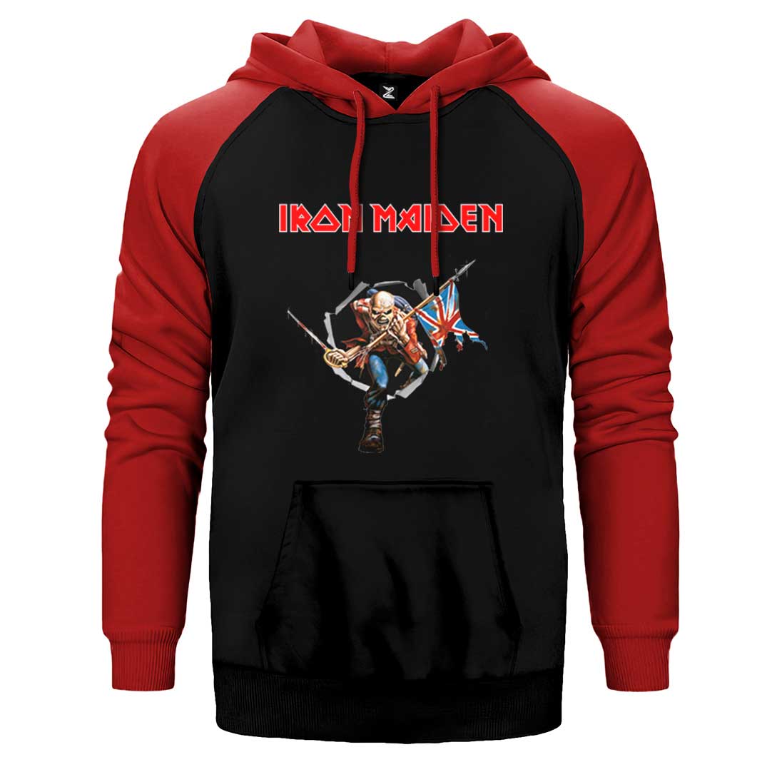 Iron Maiden Trooper Çift Renk Reglan Kol Sweatshirt / Hoodie