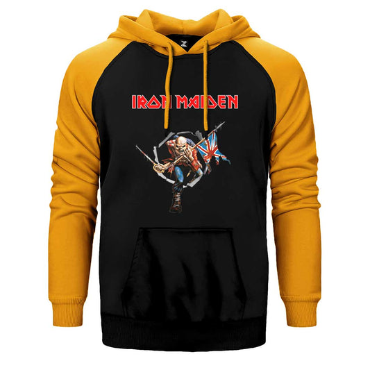 Iron Maiden Trooper Çift Renk Reglan Kol Sweatshirt / Hoodie