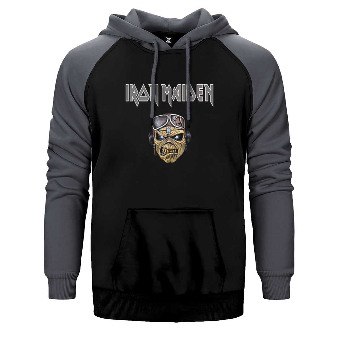 Iron Maiden Zombie Face Çift Renk Reglan Kol Sweatshirt / Hoodie