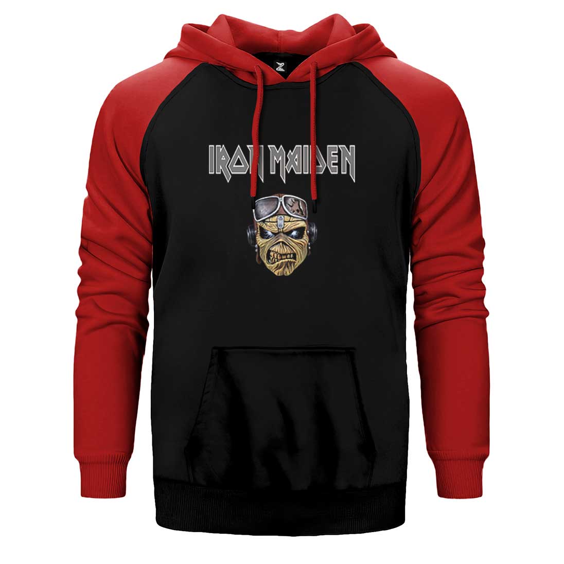 Iron Maiden Zombie Face Çift Renk Reglan Kol Sweatshirt / Hoodie
