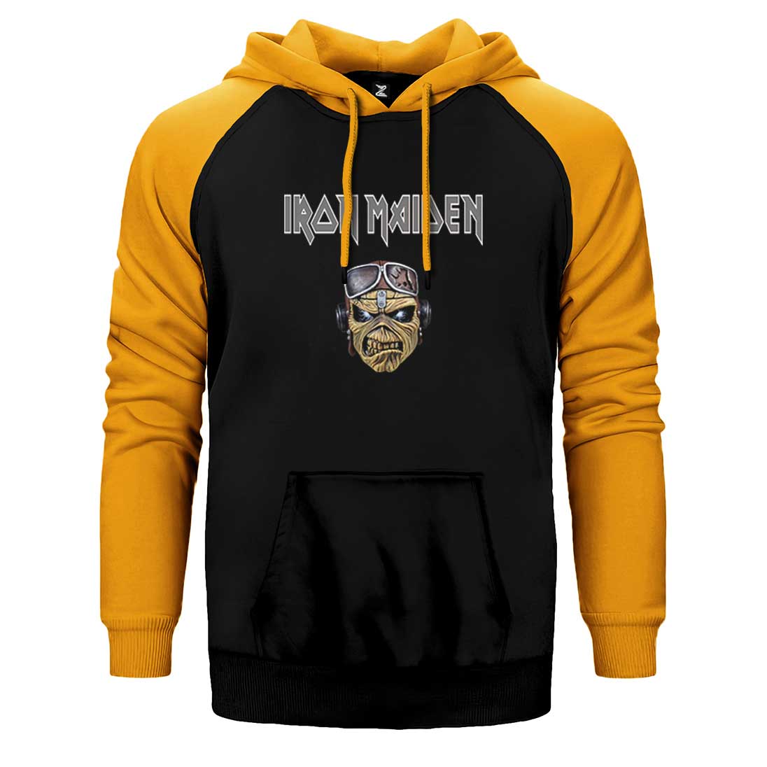 Iron Maiden Zombie Face Çift Renk Reglan Kol Sweatshirt / Hoodie