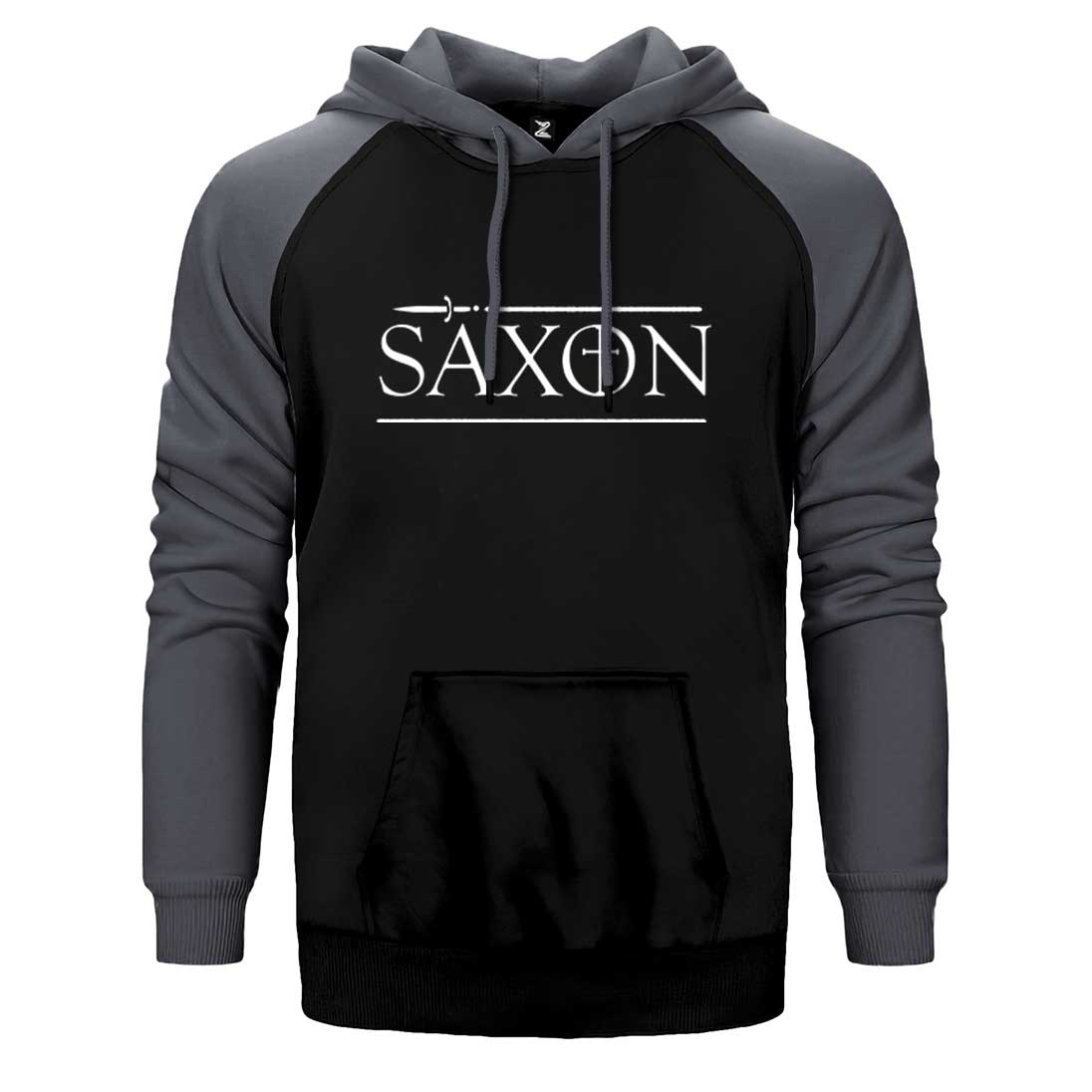 Saxon Logo Çift Renk Reglan Kol Sweatshirt / Hoodie