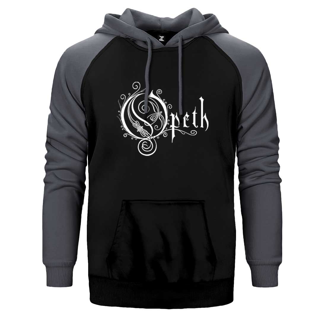 Opeth Logo White Çift Renk Reglan Kol Sweatshirt / Hoodie