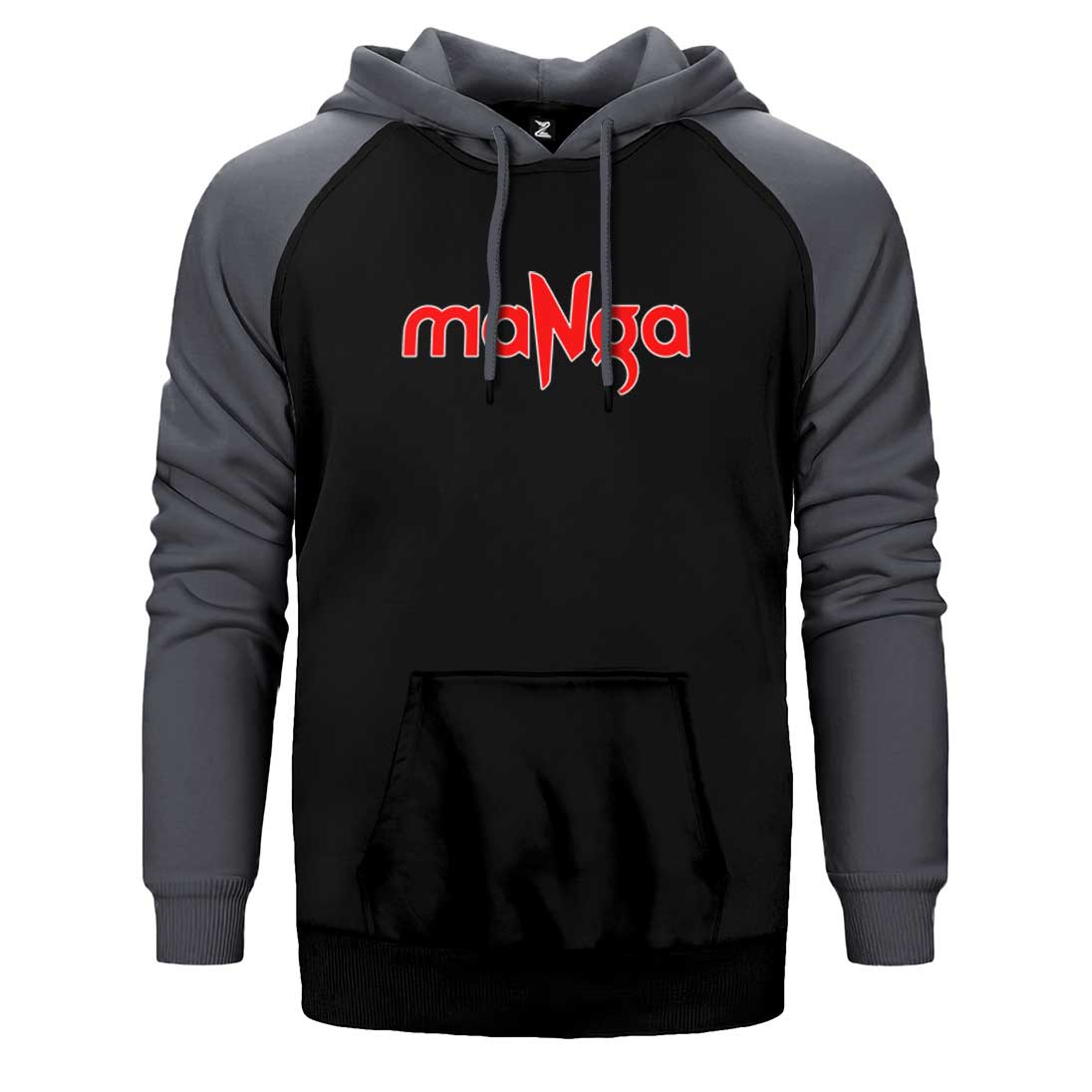 MaNga Red Text Çift Renk Reglan Kol Sweatshirt / Hoodie