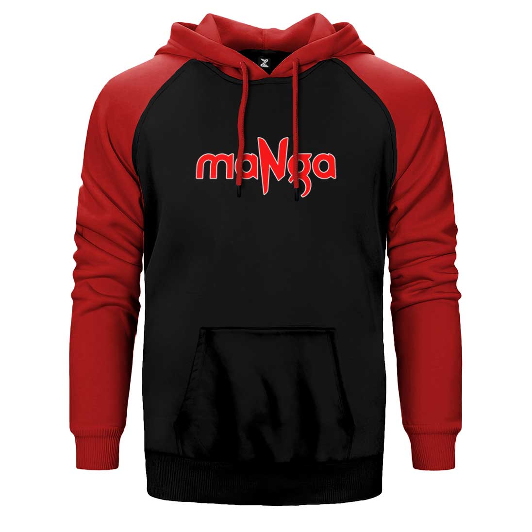 MaNga Red Text Çift Renk Reglan Kol Sweatshirt / Hoodie