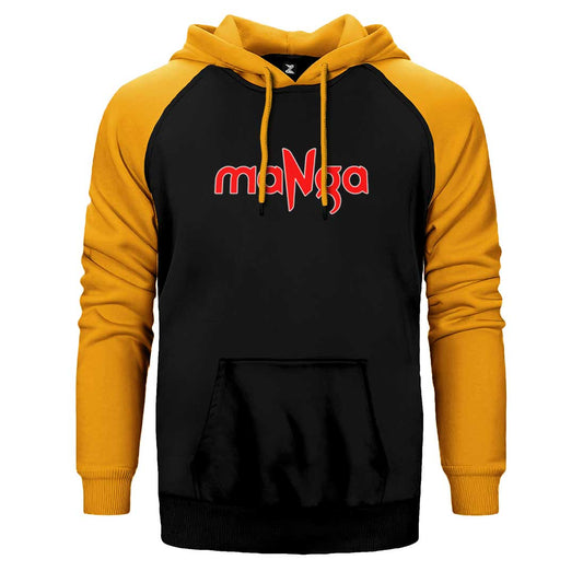 MaNga Red Text Çift Renk Reglan Kol Sweatshirt / Hoodie