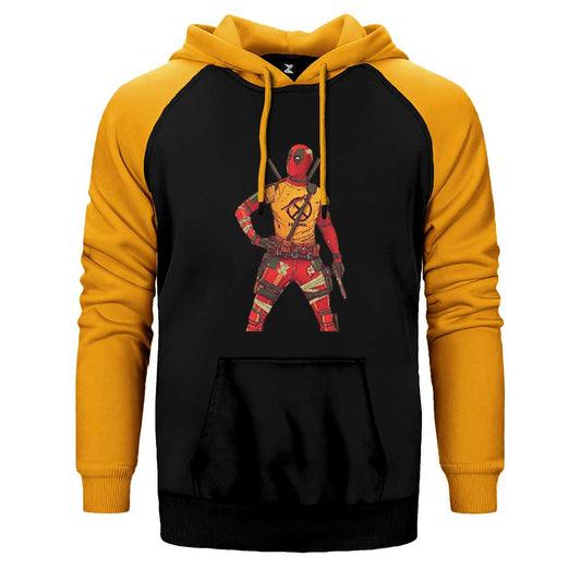 Deadpool X Men Logo Çift Renk Reglan Kol Sweatshirt / Hoodie