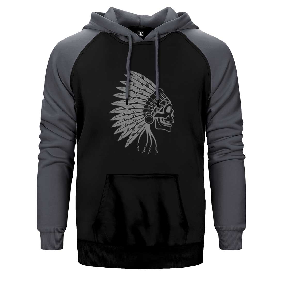 Kızılderili Skull Smile Çift Renk Reglan Kol Sweatshirt / Hoodie