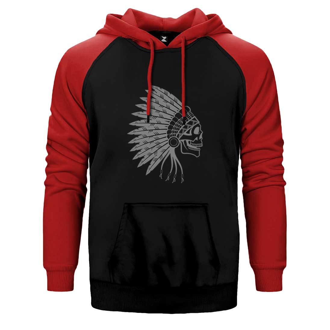 Kızılderili Skull Smile Çift Renk Reglan Kol Sweatshirt / Hoodie