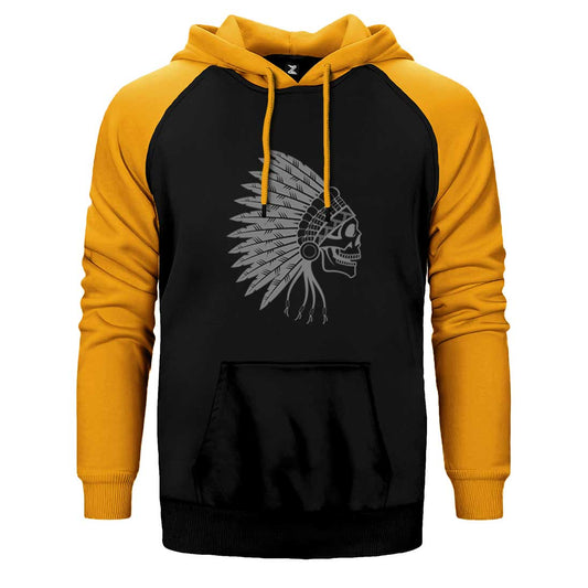 Kızılderili Skull Smile Çift Renk Reglan Kol Sweatshirt / Hoodie