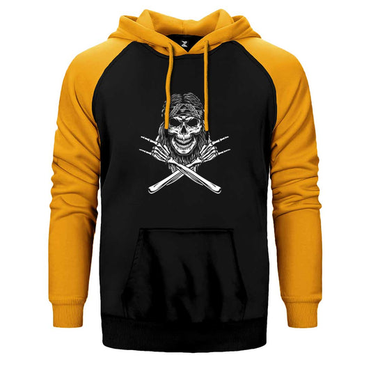 Kovboy Rock N Roll Skull Çift Renk Reglan Kol Sweatshirt / Hoodie