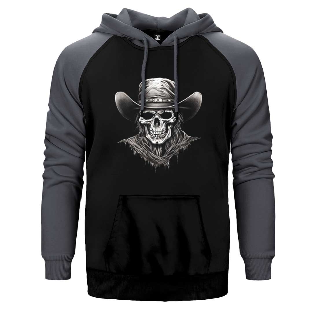 Kovboy Skull Çift Renk Reglan Kol Sweatshirt / Hoodie