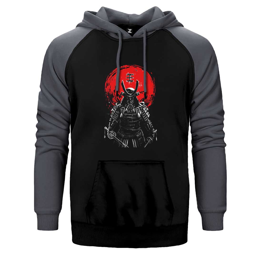 Samurai Red Warrior Çift Renk Reglan Kol Sweatshirt / Hoodie