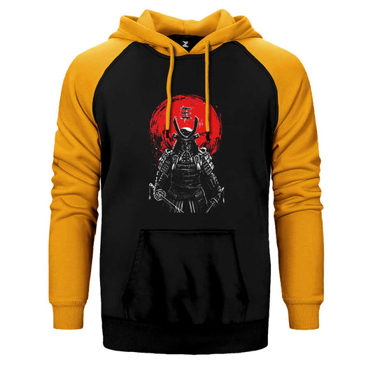 Samurai Red Warrior Çift Renk Reglan Kol Sweatshirt / Hoodie