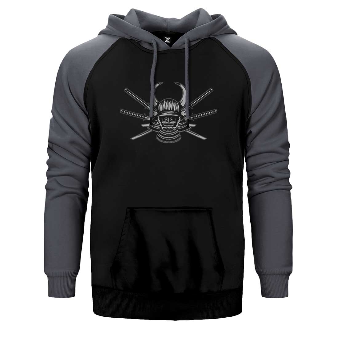 Samurai Skull Sword Çift Renk Reglan Kol Sweatshirt / Hoodie