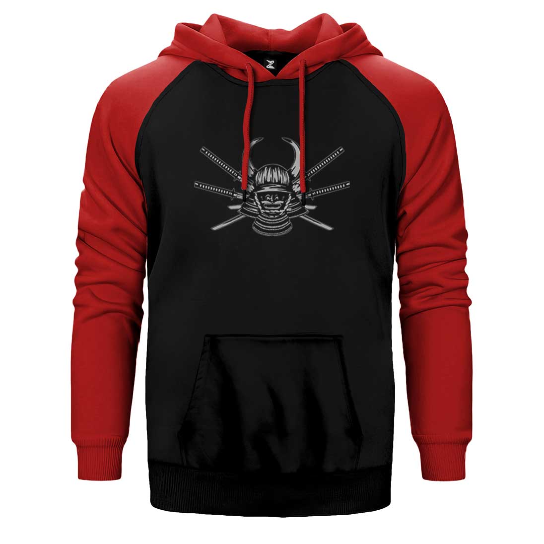 Samurai Skull Sword Çift Renk Reglan Kol Sweatshirt / Hoodie