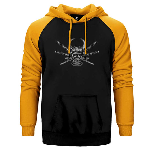Samurai Skull Sword Çift Renk Reglan Kol Sweatshirt / Hoodie