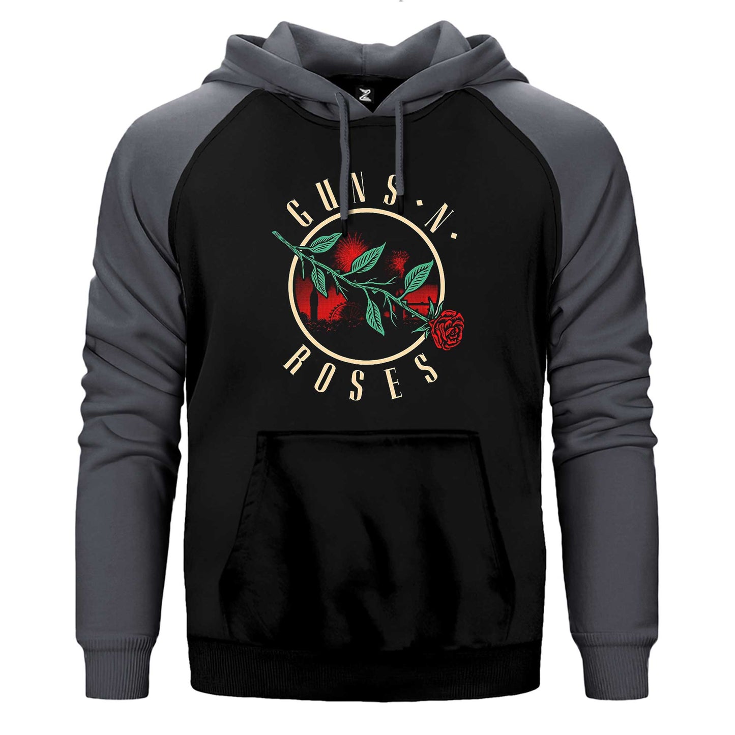 Guns N Roses Flower Çift Renk Reglan Kol Sweatshirt / Hoodie