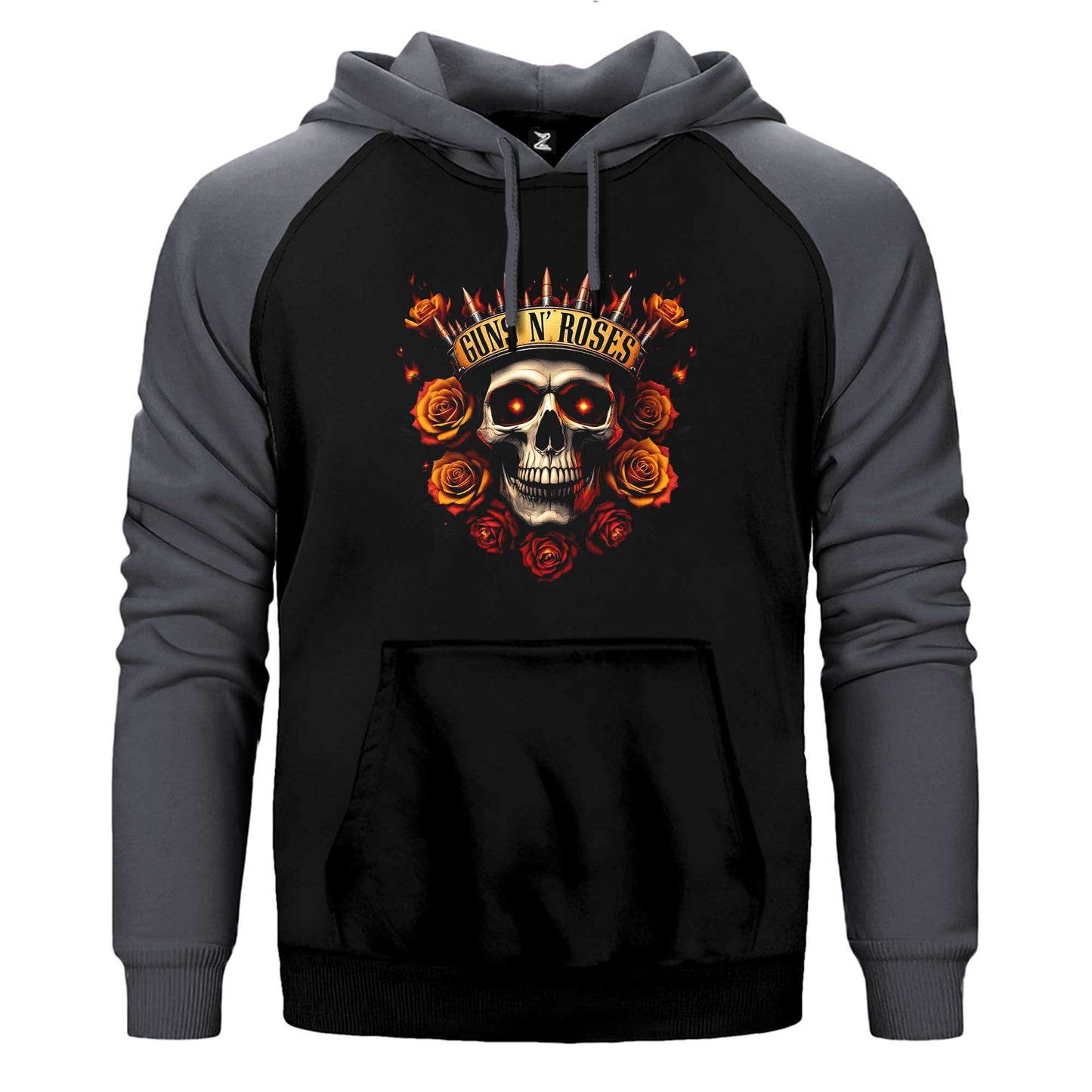 Guns N Roses Skull Bullet Çift Renk Reglan Kol Sweatshirt / Hoodie