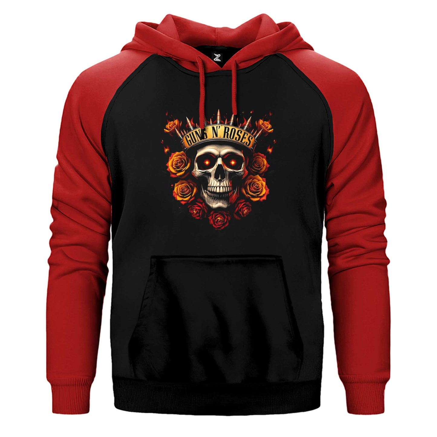 Guns N Roses Skull Bullet Çift Renk Reglan Kol Sweatshirt / Hoodie