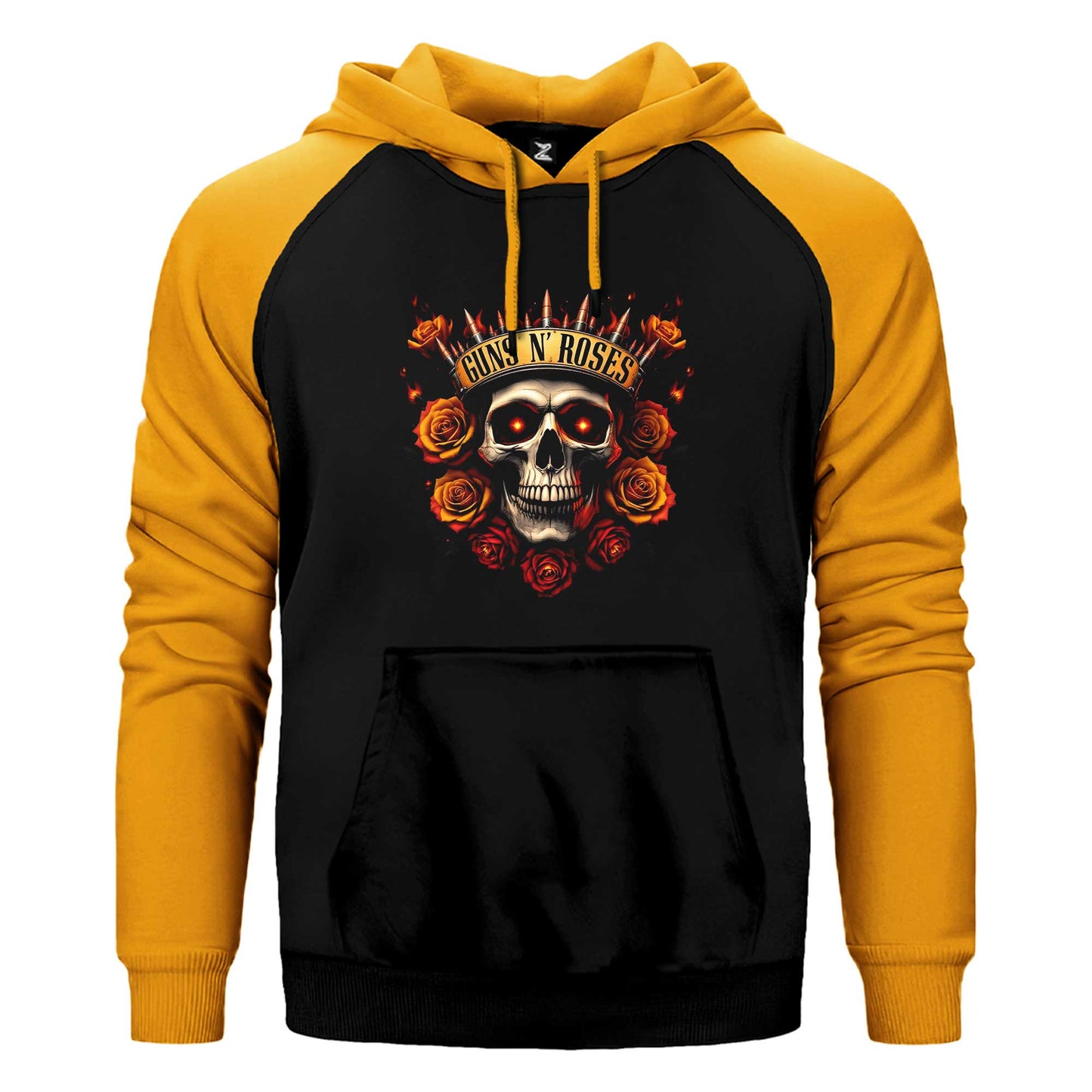 Guns N Roses Skull Bullet Çift Renk Reglan Kol Sweatshirt / Hoodie