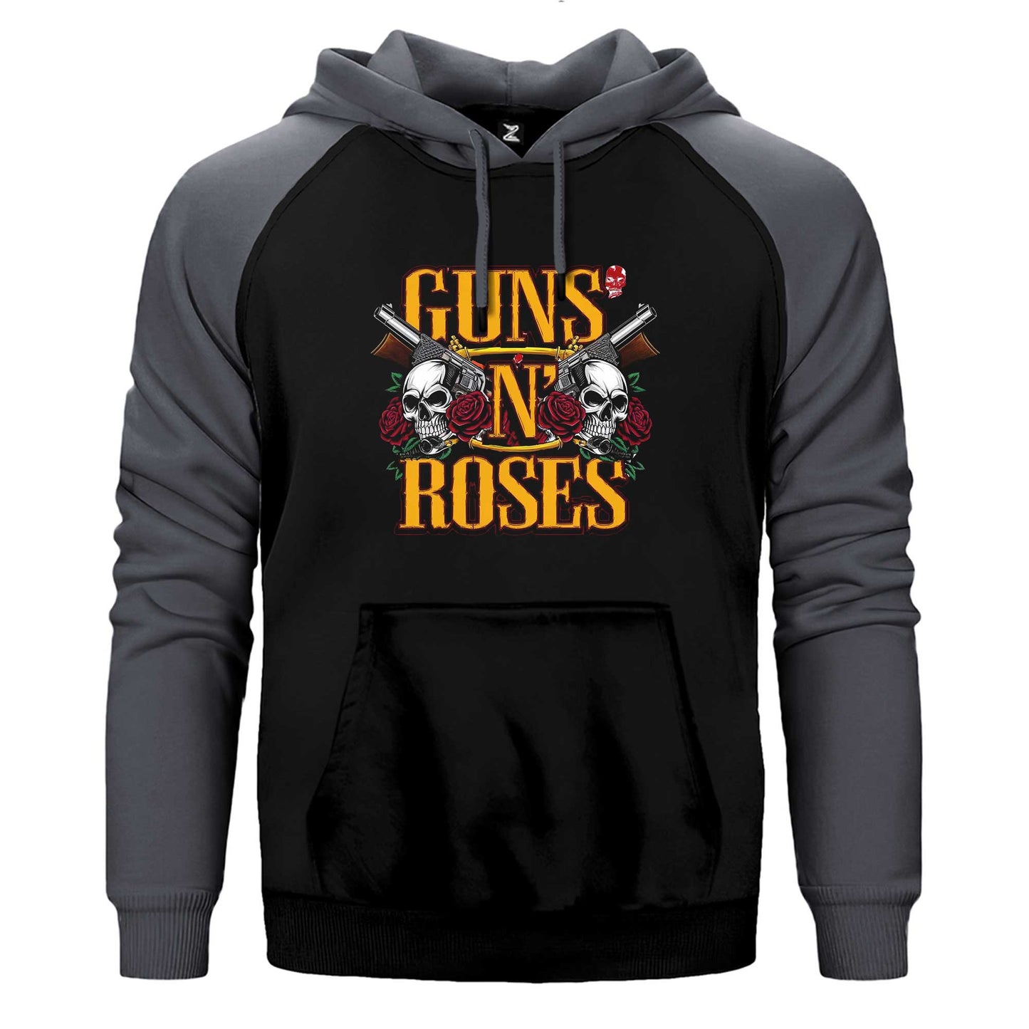 Guns N Roses Text Skull Çift Renk Reglan Kol Sweatshirt / Hoodie