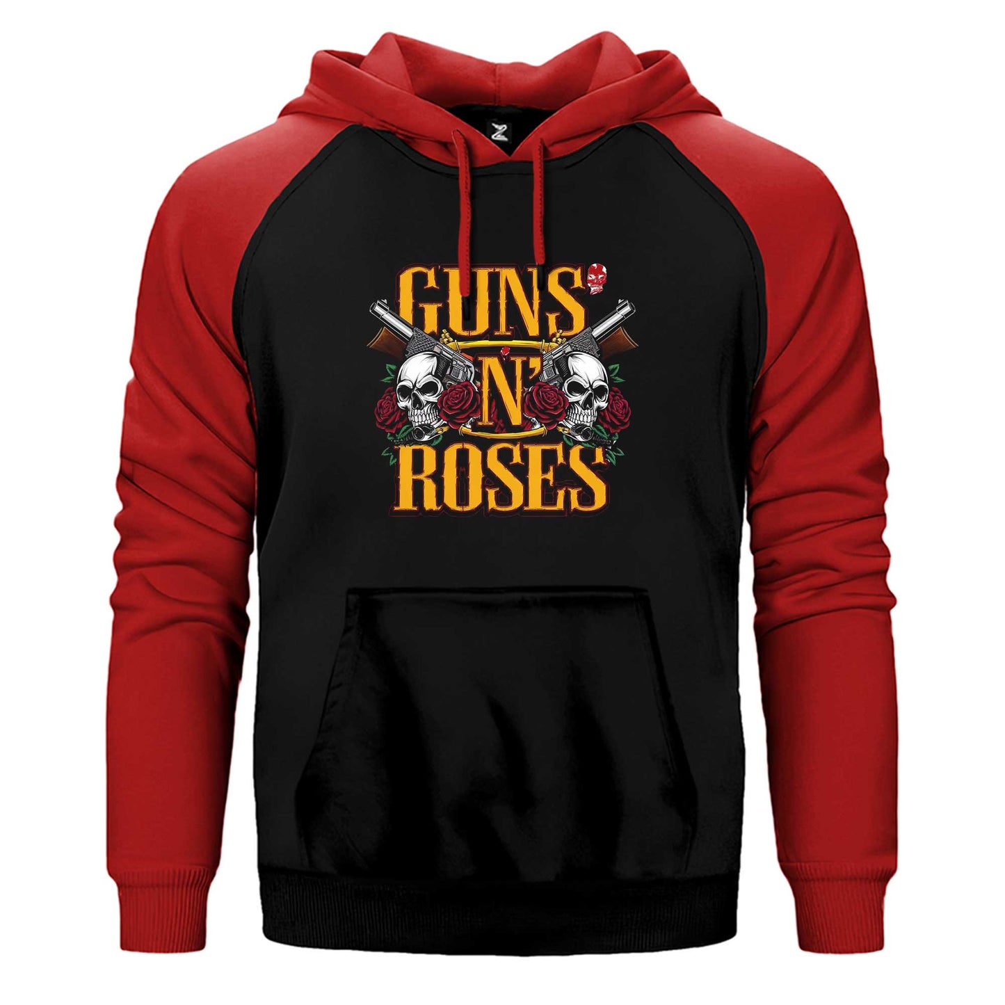 Guns N Roses Text Skull Çift Renk Reglan Kol Sweatshirt / Hoodie