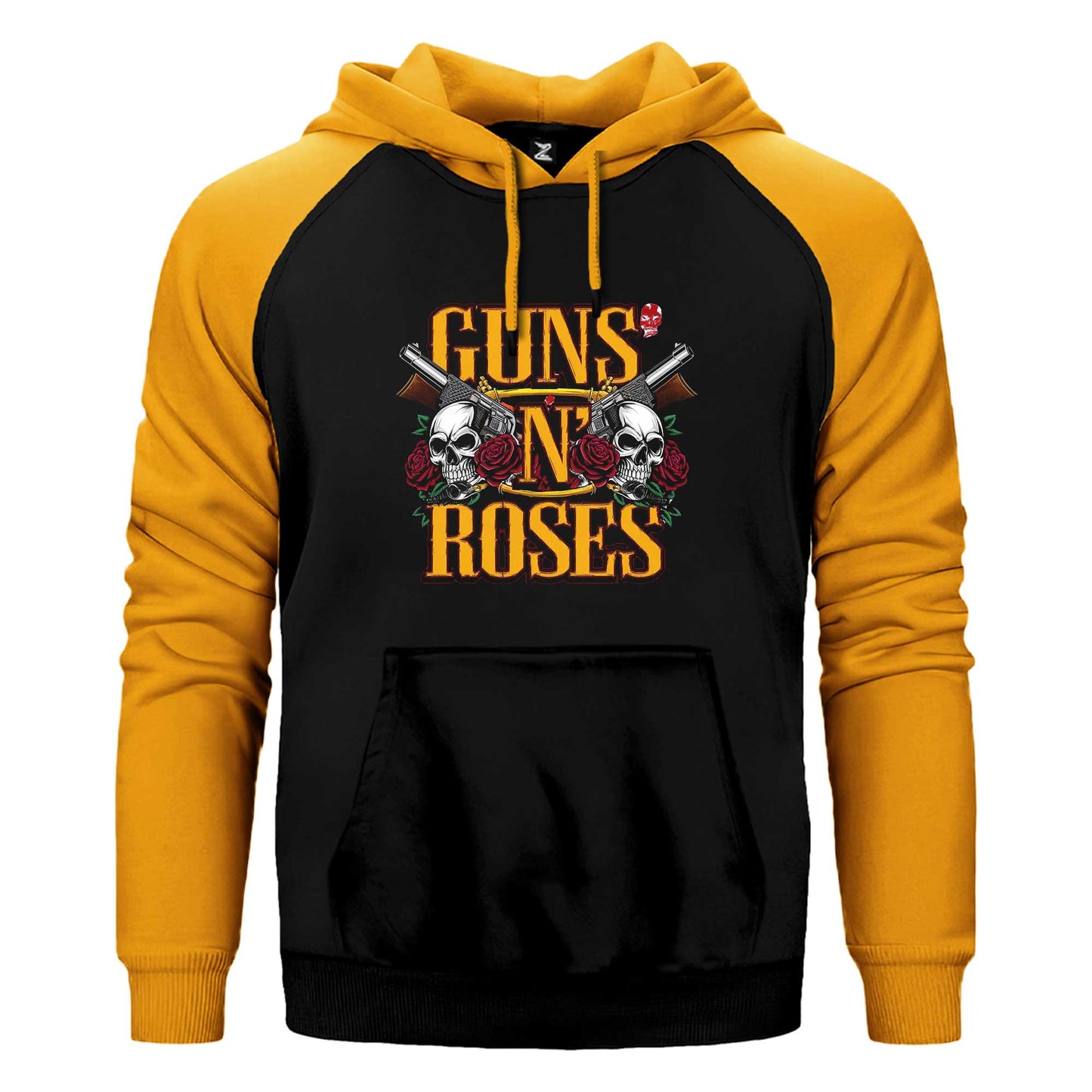 Guns N Roses Text Skull Çift Renk Reglan Kol Sweatshirt / Hoodie